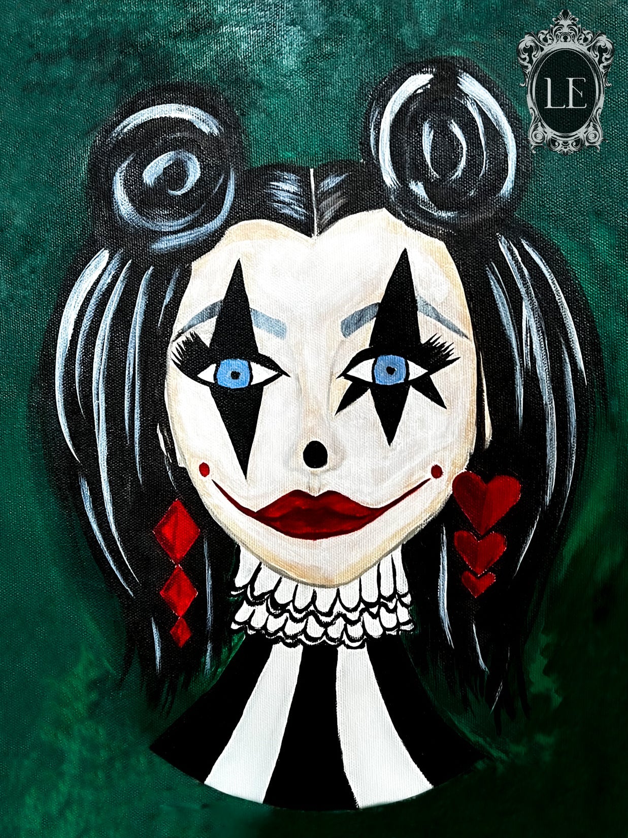 Harlequin acrylic painting by Loren Estes