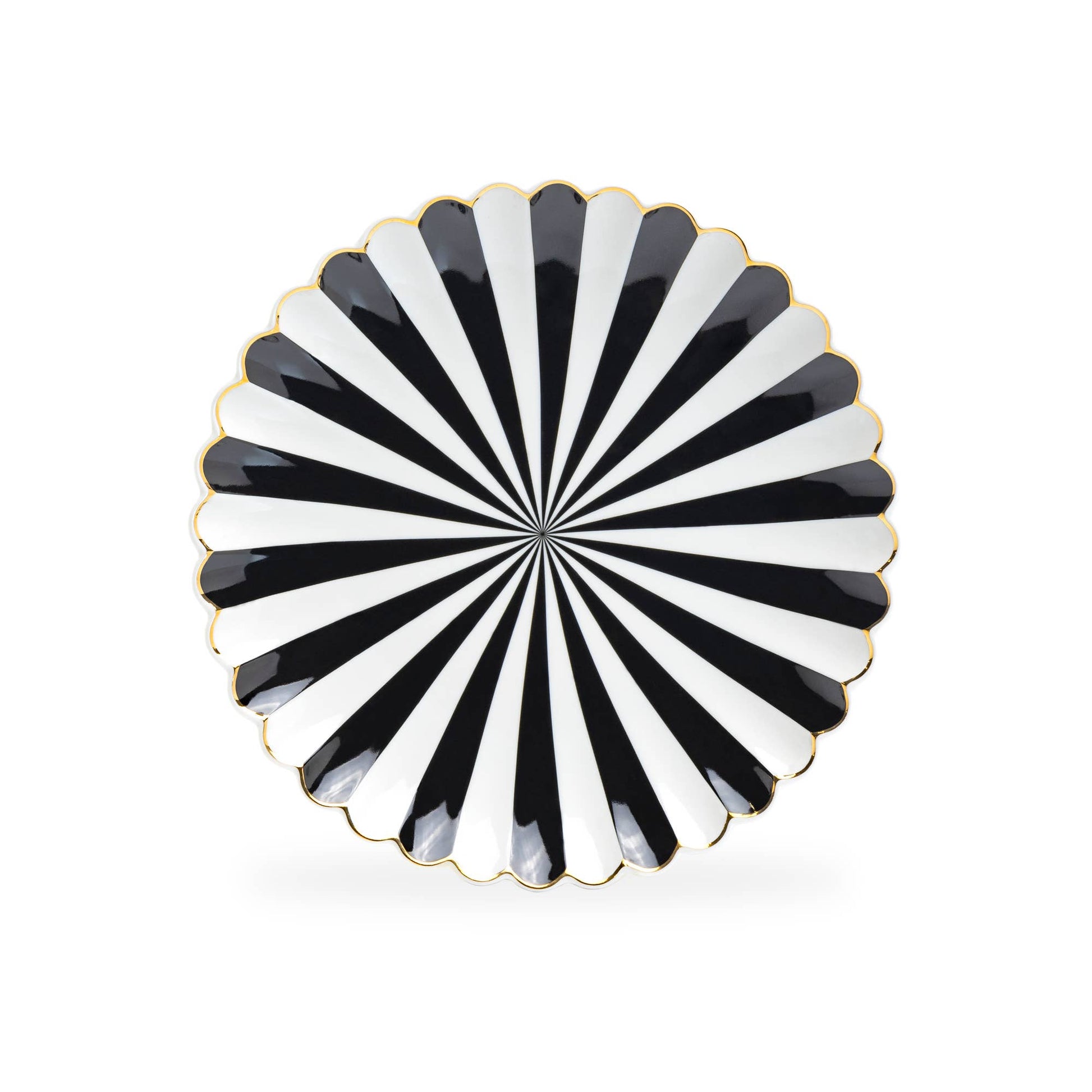 Grace Teaware Black & White Striped Scallop Dessert Plate - Loren Estes Studio