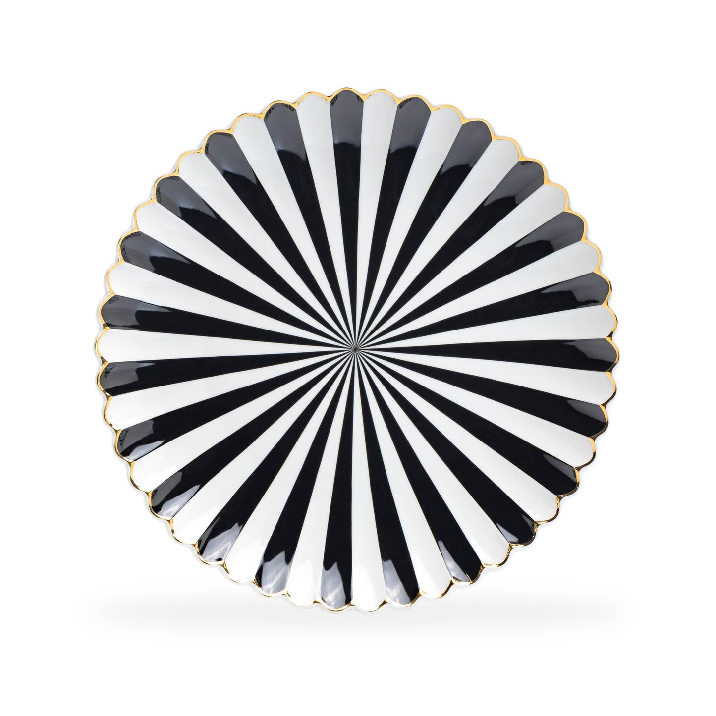 Grace Teaware Black & White Striped Scallop Dinner Plate - Loren Estes Studio