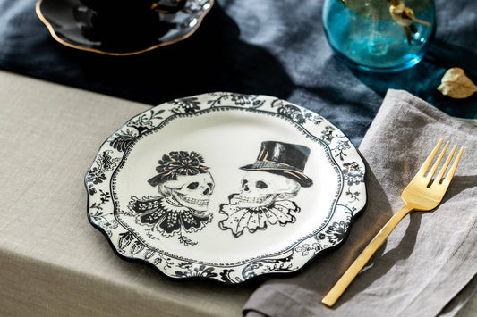 Halloween Skulls Dessert Plate - Loren Estes Studio