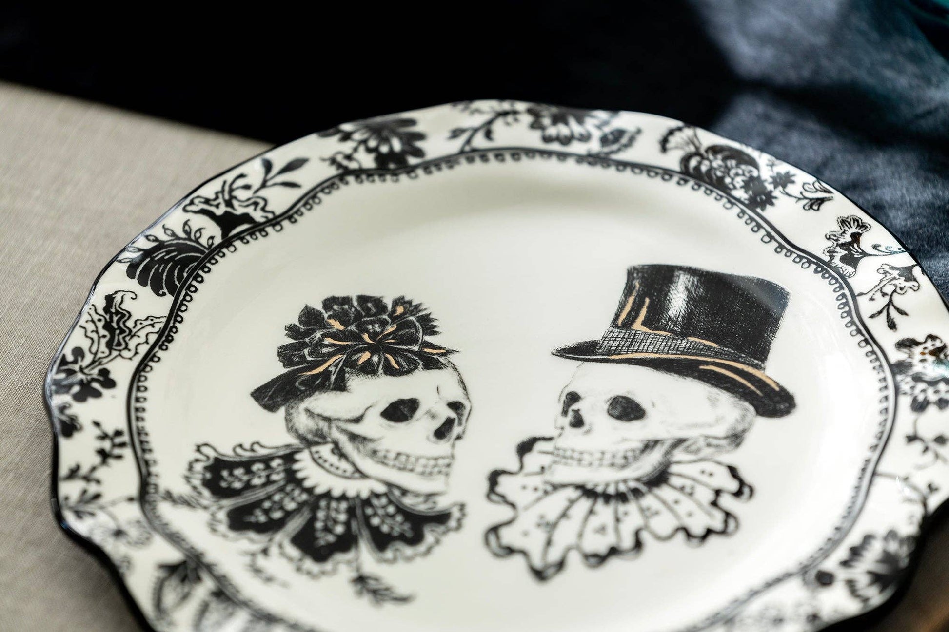 Halloween Skulls Dessert Plate - Loren Estes Studio