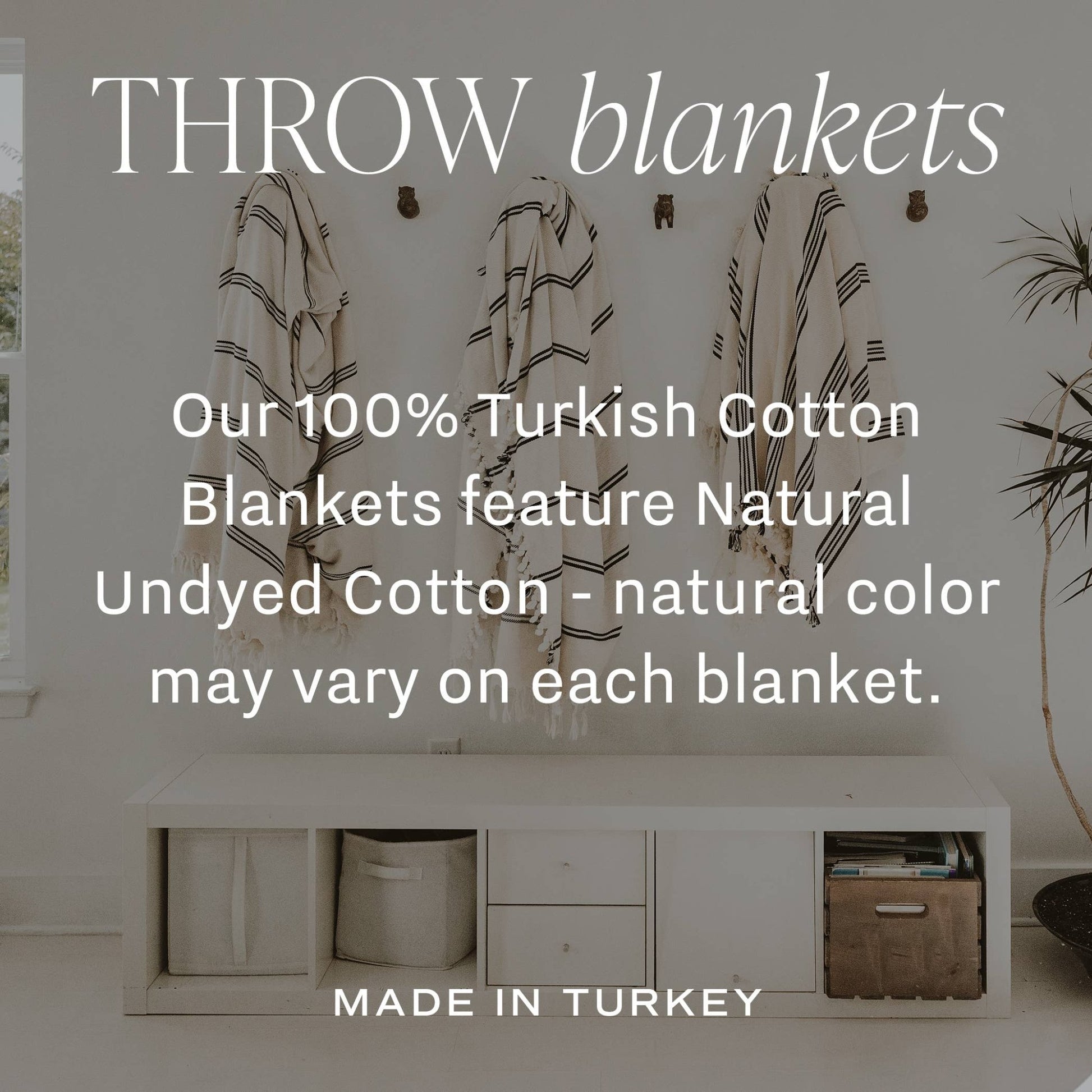 Turkish Throw Blanket in Cream & Black - Loren Estes Studio